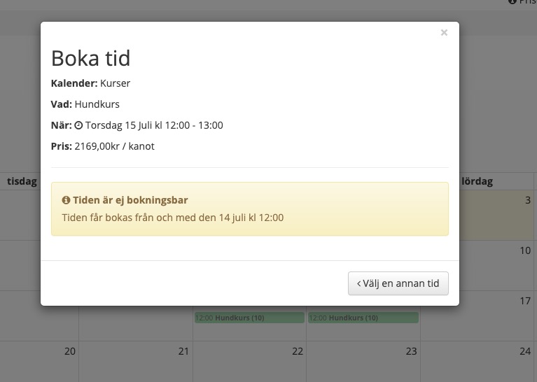 bokningsregler styr när tider blir ej bokningsbara